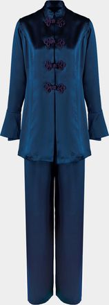 Loretta Caponi Womens Azalea Silk Pajama Set