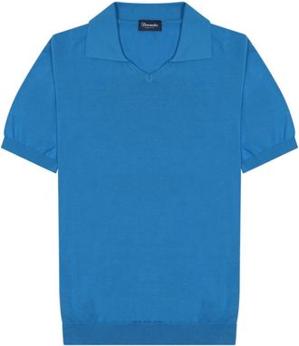 Drumohr Blue Shirt Collar Polo
