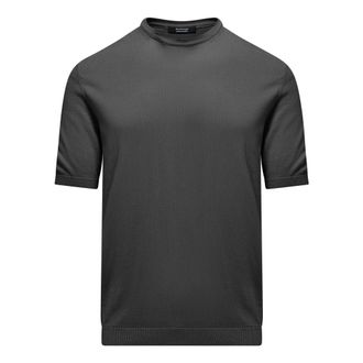 Bomboogie Faded Stocking Stitch Short Sleeve Crew Neck Pullover - Heren - Truien - Zwart - Maat: S Katoen