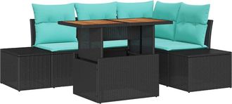 vidaXL Conjunto De Sof&aacute;s De Jard&iacute;n 5 Uds. 4-n&uacute;mero De Plazas Negro Vidaxl