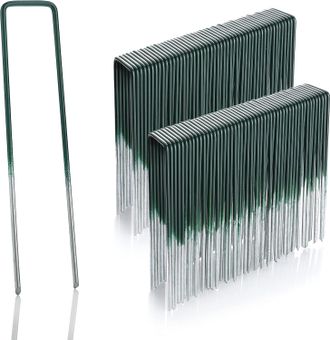 OEM 100 Grapas De Sujeci&oacute;n Para C&eacute;sped Artificial De Alambre De Acero Galvanizado Al Fuego 150 Mm Largo, 25 Mm Ancho, 2,9 Mm Grosor Color Verde Y Cabeza P