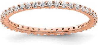 Diamond2Deal 14k Rose Gold Polished Shared Prong 1/2 Ct Diamond Eternity Band Ring