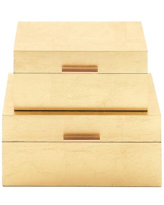 CosmoLiving by Cosmopolitan Cosmoliving By Cosmopolitan Set Of Two Wood Gold Boxes