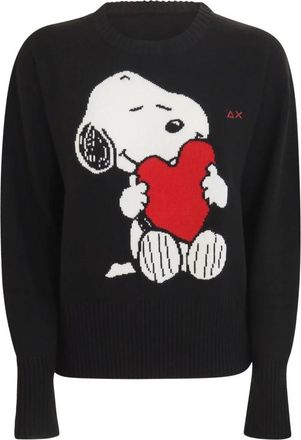 Sun 68 Truien & Vesten, Dames, Zwart, L, Wol, Zwarte Winter Peanuts Trui