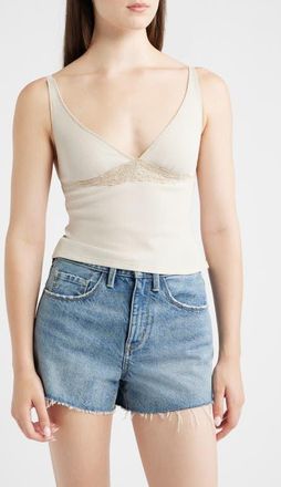 Free People Made You Blush Rib Lounge Tank in Oat Milk at Nordstrom, Size X-Small