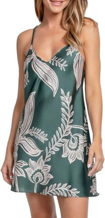 Midnight Bakery Strappy Open Back Satin Chemise in Teal at Nordstrom, Size X-Small