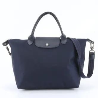 Longchamp Leather Nylon Crossbody Bag Handbag Shoulder Bag Tote Bag (Pre-Owned)