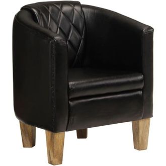 vidaXL Poltrona Cabriolet Nera in Vera Pelle vidaXL