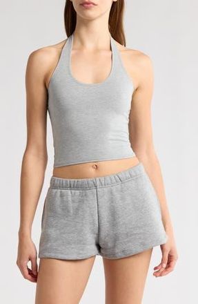 Florence By Mills Terry Halter Crop Top in Heather Grey at Nordstrom Rack, Size Xx-Large