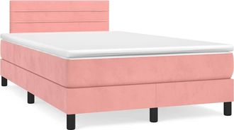 vidaXL Vidaxl - Cama Box Spring Con Colch&oacute;n Y Led Terciopelo Rosa 120x190 Cm
