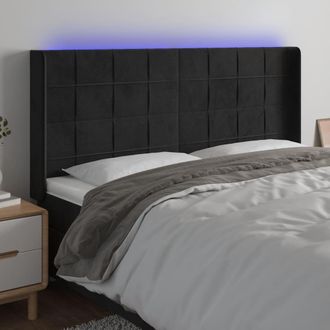 vidaXL Cabecero Con Led De Terciopelo Negro 203x16x118/128 Cm Vidaxl
