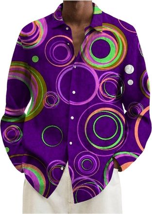 Generic Mens Dress Shirt 80s Fancy Dress Mens Long Sleeve Button Down 70s Disco Shirt Party Costume Party & Carnival Fancy Dress, Party Dress Up Costumes Disc