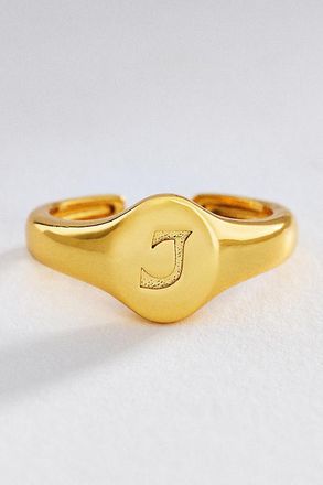 Luv AJ Initial Oval Signet Ring