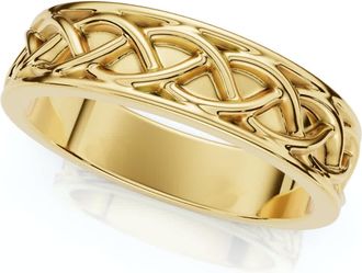 Pompeii3 Mens 6mm Solid 14k Gold Wedding Band Braided Anniversary Ring