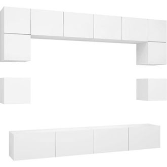 vidaXL Set De Muebles De Sal&oacute;n Tv 8 Piezas Madera De Ingenier&iacute;a Blanco Vidaxl