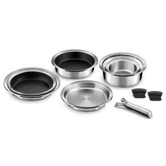 Cuisinox Set cacerolas &Oslash; 16, 20 cm con &Oslash; mango extra&iacute;ble Acero inoxidable Acer