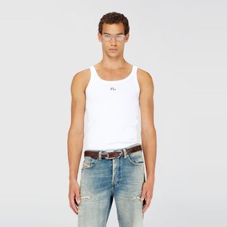 Diesel Slim cotton tank with Oval D logo - T-Shirts - Man - White