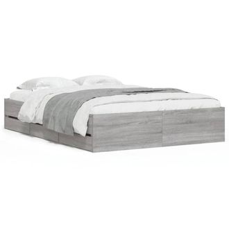 Berkfield Home Bed Frame w/Drawers Frame Grey Sonoma 120x190 cm Small Double