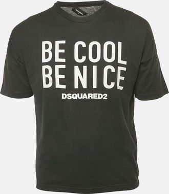 Dsquared2 Black Logo Printed Cotton Short Sleeve T-Shirt