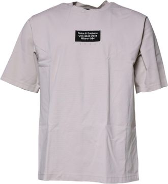 Dolce & Gabbana Mens Only Good Vibes Tshirt Milano 1984 - Silver Cotton - Size EU 48 (Mens)