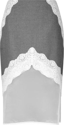 Jil Sander Knie-lange wollen canvas rok - Dames - Midirokken - Grijs - XS - Wol - Rokken