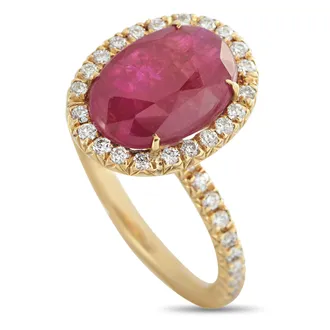 Luxury Bazaar 18K Yellow Gold 0.27ct Diamond and Ruby Ring MF26-050726