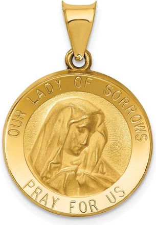 Diamond2Deal 14k Yellow Gold Polished and Satin Our Lady of Sorrows Medal Hollow Pendant