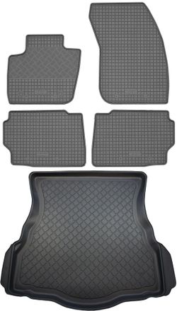 OEM Ford Mondeo V Liftback Hatchback (5 Puertas) Desde Enero De 2015 En Adelante. Juego: Alfombrillas De Goma Para Coche + Alfombrilla Para Maletero