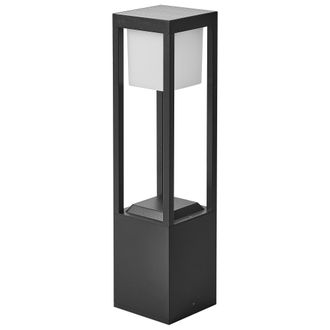 Beliani L&aacute;mpara De Bolardo De Jard&iacute;n Led Moderno Farola Para Sendero 60 Cm Solar Negro Loon