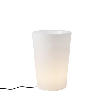QAZQA Qazqa - Moderno L&aacute;mpara De Pie Inteligente Para Exteriores Con Maceta Blanca Ip65 Con Led Wifi A60 - Verano Pl&aacute;stico Redonda Adecuado Para Led Max. 1 
