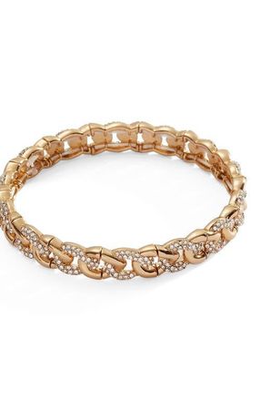 Alex and Ani Pave Curb Chain Stretch Bracelet in Gold at Nordstrom