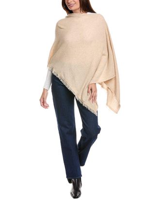Amicale Cashmere Fringe Jersey Asymmetrical Cashmere Poncho