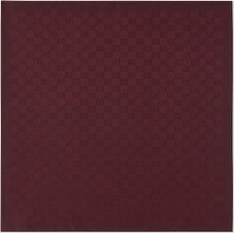 Gucci GG Silk Cotton Pocket Square, Bordeaux, Fabric