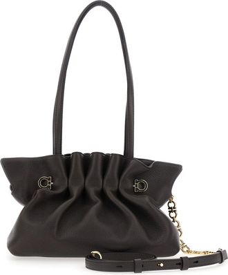 Ferragamo Womens Shoulder Bag Soft Brown Leather Lamb
