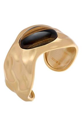 Reiss Tillie Tumbled Stone Cuff Bracelet in Gold Tone /Tigers Eye at Nordstrom