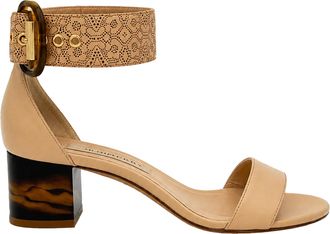 Burberry Burberry sandalen met enkelbandje en blokhak in beige leer