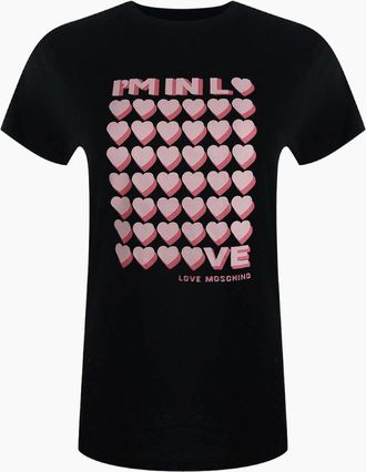 Love Moschino Womens Love Moschino Im So In Love Logo Black T-Shirt - Size: 18/16