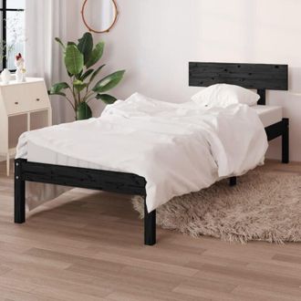 vidaXL Bed Frame without Mattress Black Solid Wood Small Single Vidaxl