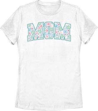 Minnie Mouse Womens Minnie Mouse Mom Collegiate Pastel Flowers Graphic T-Shirt in White at Nordstrom, Size Xx-Large