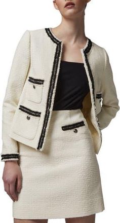 L.k. Bennett Charlee Tweed Jacket in Cream at Nordstrom Rack, Size 16 Us / 20 Uk