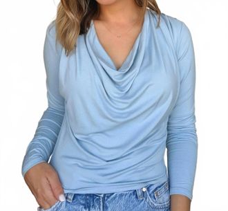 LnA Roma Cowl Neck Top In Starlight Blue