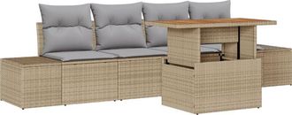 vidaXL Vidaxl - Garden Sofa Set with Storage 5 pcs Beige Poly rattan