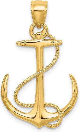 Diamond2Deal 14k Yellow Gold 3-D Polished Textured Anchor Rope Charm