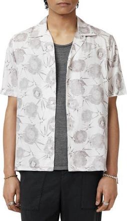 John Varvatos Dan Print Modal Camp Shirt in White at Nordstrom Rack, Size X-Large