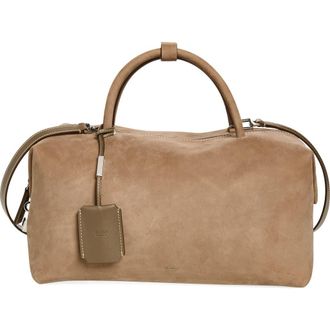 Max Mara Bowler Suede Satchel in Turtledove at Nordstrom