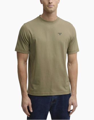 Barbour Mens Barbour Mens Sport T-Shirt Crew Neck Relaxed Fit Soft Cotton T-Shirts - Green - Size: 40
