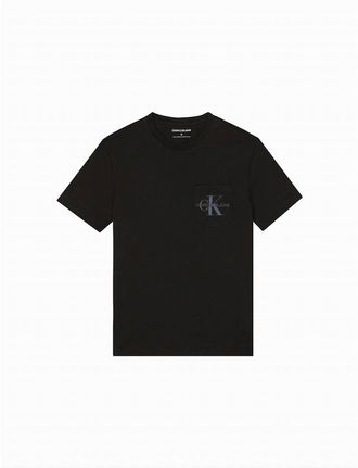 Calvin Klein Mens Garment Dyed Monogram Pocket Tee In Black