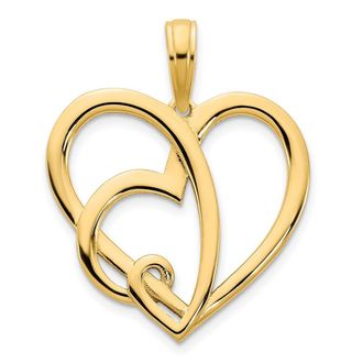 Diamond2Deal 14k Yellow Gold Heart in Heart Pendant