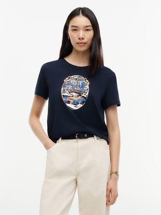 Tommy Hilfiger Womens Winter Bridge Graphic T-Shirt - Navy Blue - XXL