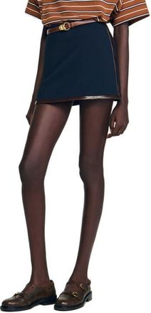 Sandro Short skirt with leather bands in Navy Blue at Nordstrom, Size 36 Eu